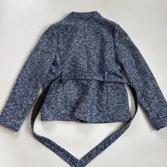 Banana Republic Blue Tweed Belted Blazer Size 10 - Picture 6 of 8
